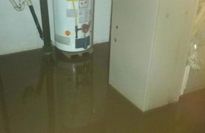basement flooded by water heater