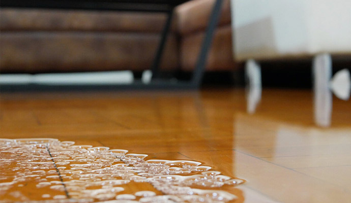 water flooding on a living room floor